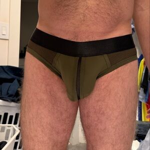 Men's Olive Green Briefs with Black Accents